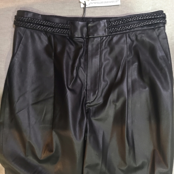 ALICE + OLIVIA 🏷️NWT 'Ivette' Lambskin Leather High Waist Pants Ankle Ties Sz10 - Picture 16 of 16